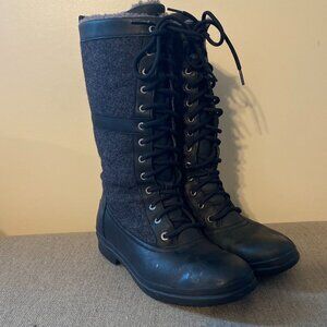 UGG Elvia Waterproof Leather & Wool Lace Up Winter Boots Women's